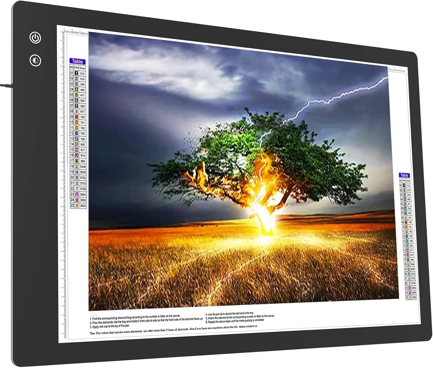 

Перезаряжаемая световая панель A1 для алмазной живописи (35,4 дюйма x 23,6 дюйма), 3-цветная световая ромбовидная большая световая панель с адаптером и зажимами