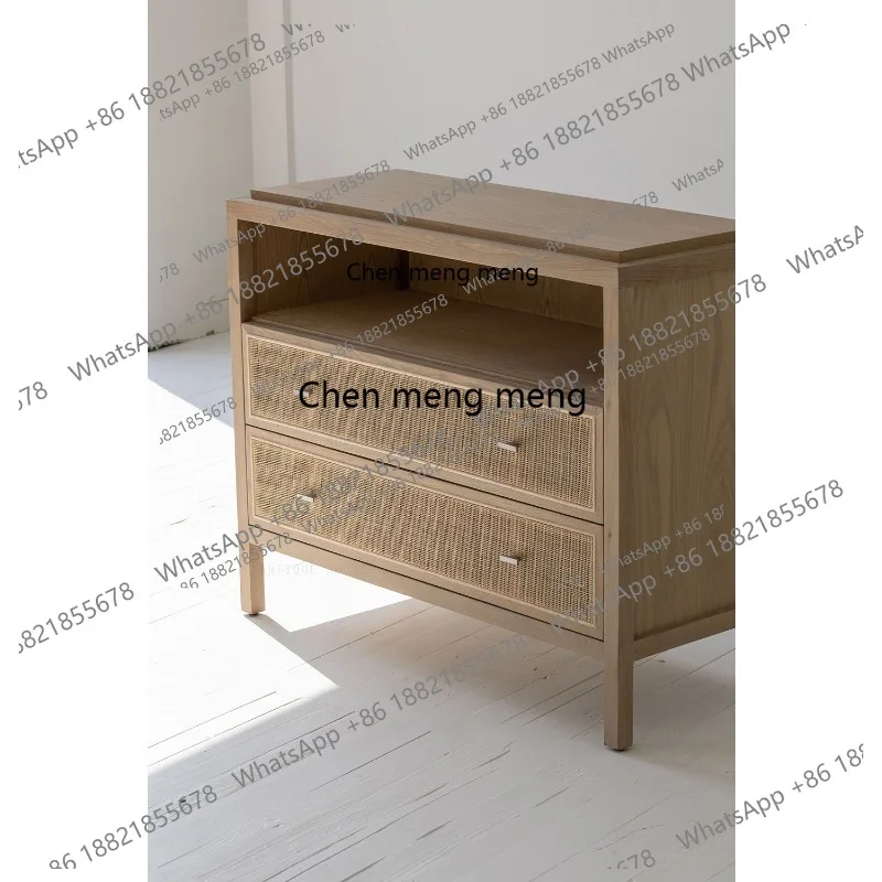Minimalist Organic Furniture Wabi Sabi Oak Bedside Table Chest of Drawers Chest of Drawers Made of Rattan Bedside Table