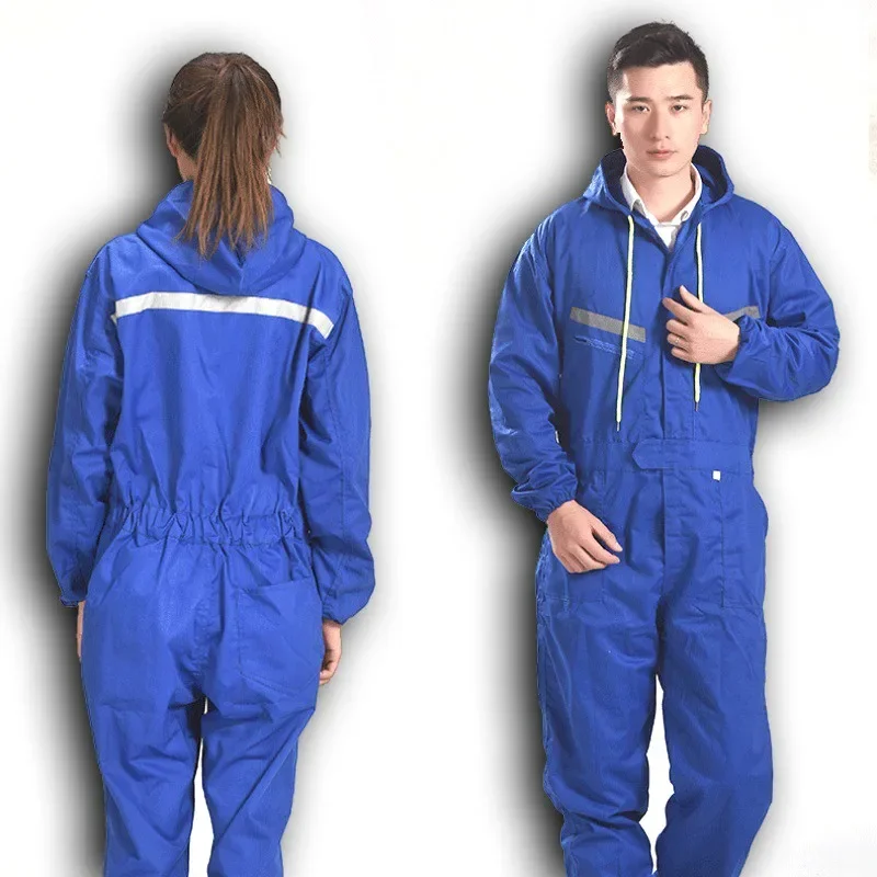 Working Hooded Coveralls Overalls Dust-proof Paint Spray Clothing Hood Protective Safety Reflective Work Clothes