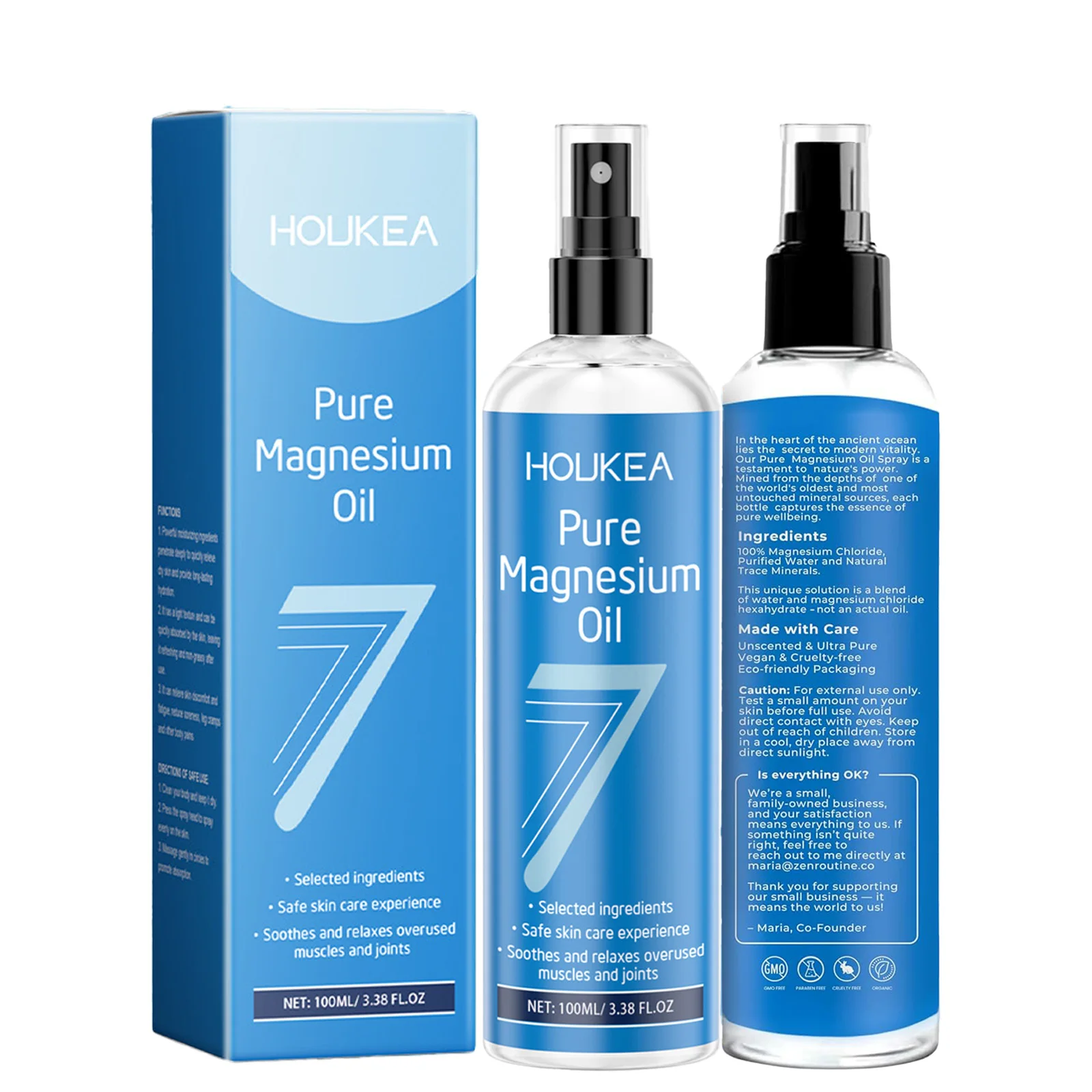 Pure Magnesium Oil Spray - USP Grade Magnesium Chloride Liquid for Foot & Body Care Spray for Relaxation & Quick Absorption100ml