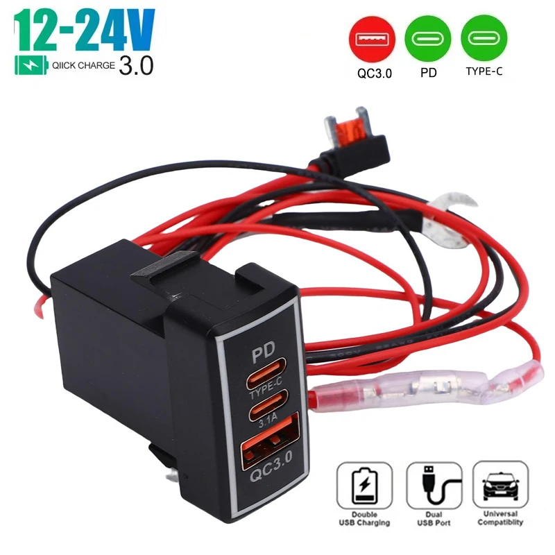 Schnelles PD QC USB-Ladegerät für Auto, Motorrad, LKW, Boot - Ladeadapter für Toyota CRUISER, FORTUNER, HILUX