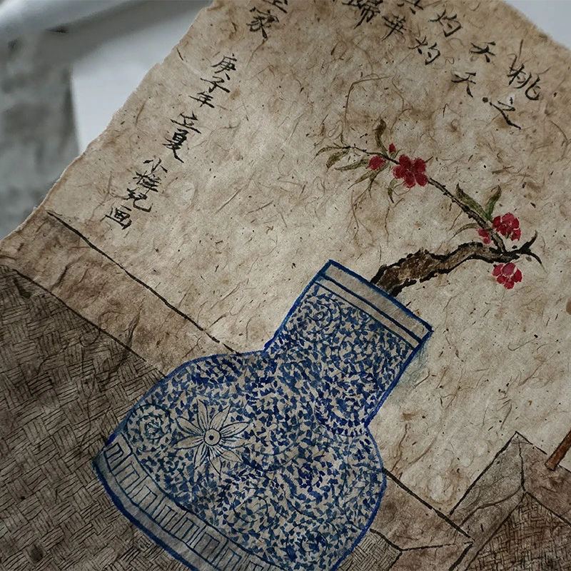 Handmade Mulberry Paper Chinese Ancient Cotton Paper Retro Raw Xuan Paper Painting Calligraphy Paper Yunlong Fiber Rice Papel