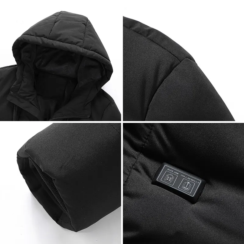 15 Area Heated Winter Hooded Jacket Men Warm Heated Jacket Women Outdoor Sport Thermal Hooded Coat (Not Included The Power Bank) view 5