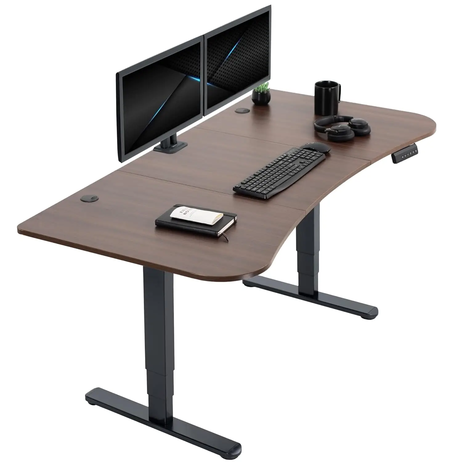 Dark Walnut 63 x 32 in Standing Desk, DESK-KIT-2B1D, Customized