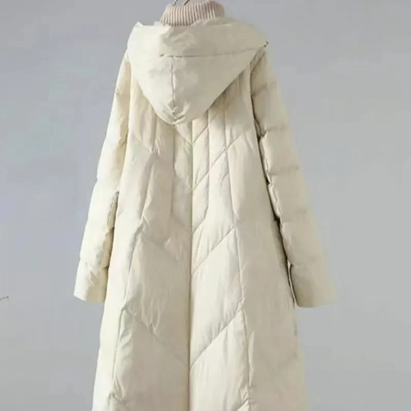 Chaqueta de invierno para mujer, abrigo acolchado de algodón de talla grande a la moda, Paraks largos para mujer, prendas de vestir holgadas gruesas y cálidas con capucha ﻿