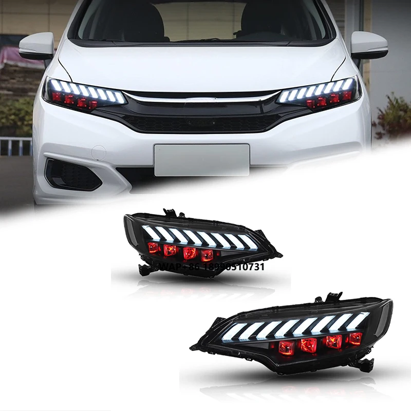 

Автомобильные фары FT для Honda Fit GK5, фары 2014-2020, джазовые светодиодные фары для проектора, дневные ходовые огни, автомобильные аксессуары