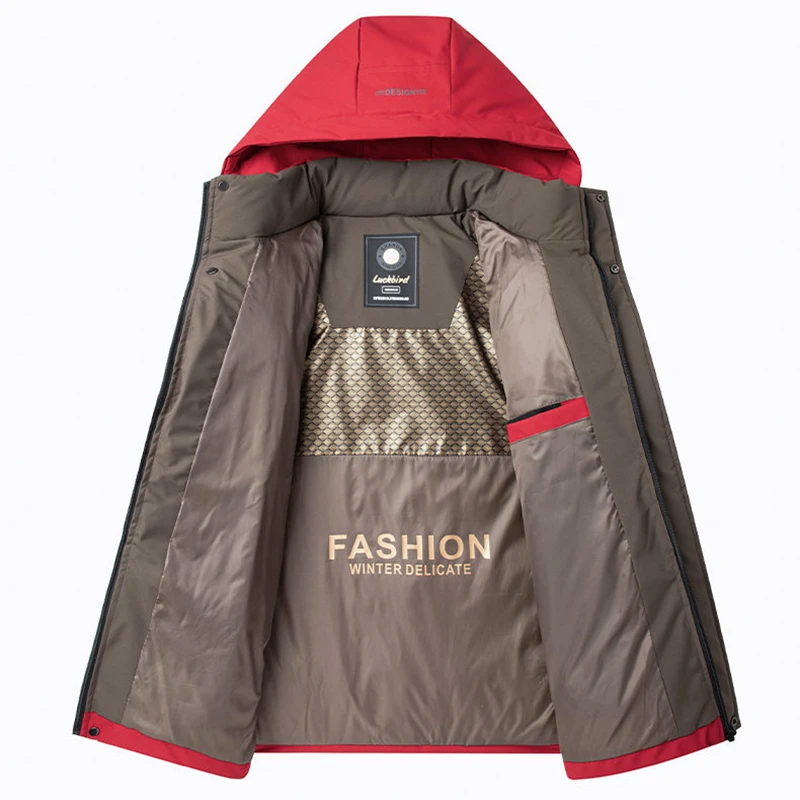 2026 جديد الشتاء سترة الرجال رشاقته معطف غير رسمي سليم صالح أبلى مقاوم للماء الدافئة بلون في الهواء الطلق أبلى معطف مقنع