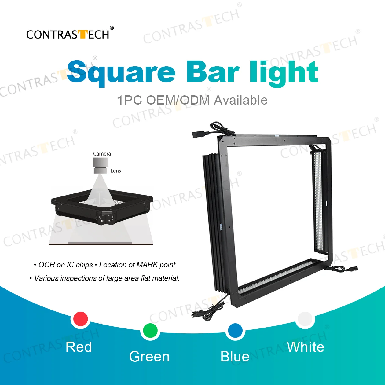 

Промышленное освещение квадратного стержня 40x40 мм 6000-7500K Светодиодная лампа машинного зрения для OCR на микросхем Инспекционная контрастность