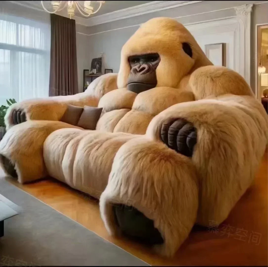 Gorilla chimpanzee animal designer cartoon sofa, diamond orangutan sofa haute couture source factory