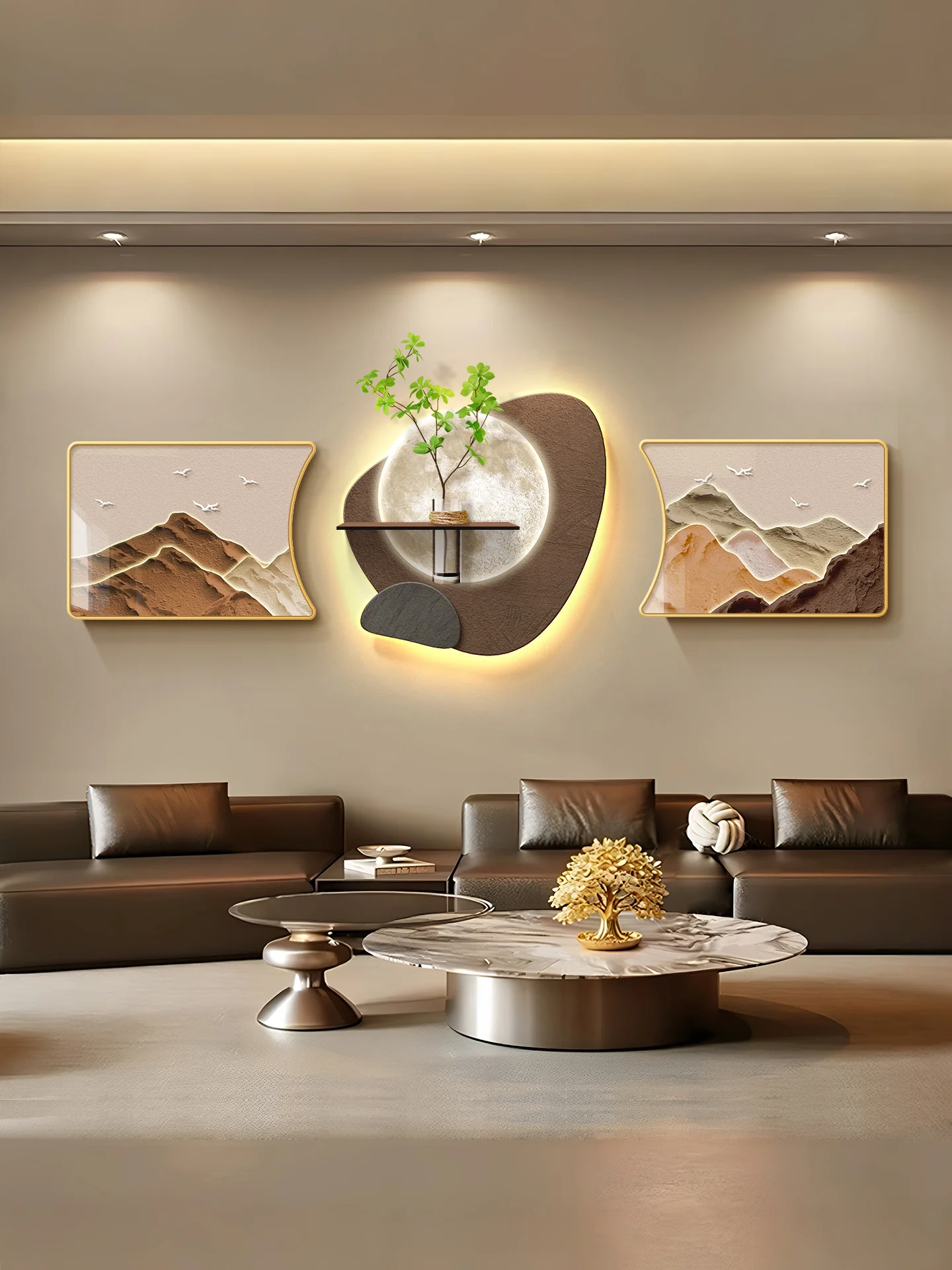 

Настенный светильник для гостиной в средневековом стиле, новинка 2025 года, гидропонные зеленые растения, диван, фон, настенная живопись, креативная комбинация l