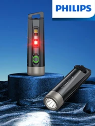 PHILIPS EDC Flashlight LED Rechargeable Lamp Mini EDC Keychain Flashlights Camping Lamp For Hiking Self Defense Torch Light