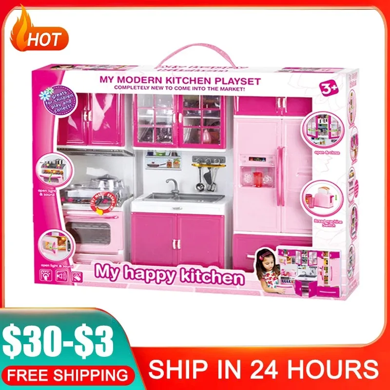 Simulation Kitchen Cabinets Set Children Pretend Play Cooking Tools Mini
