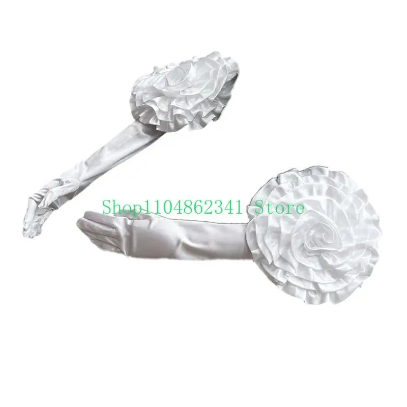 

652F Satined Gloves Formal Event Dress Gloves Female Evening Galas Ceremonial Gloves