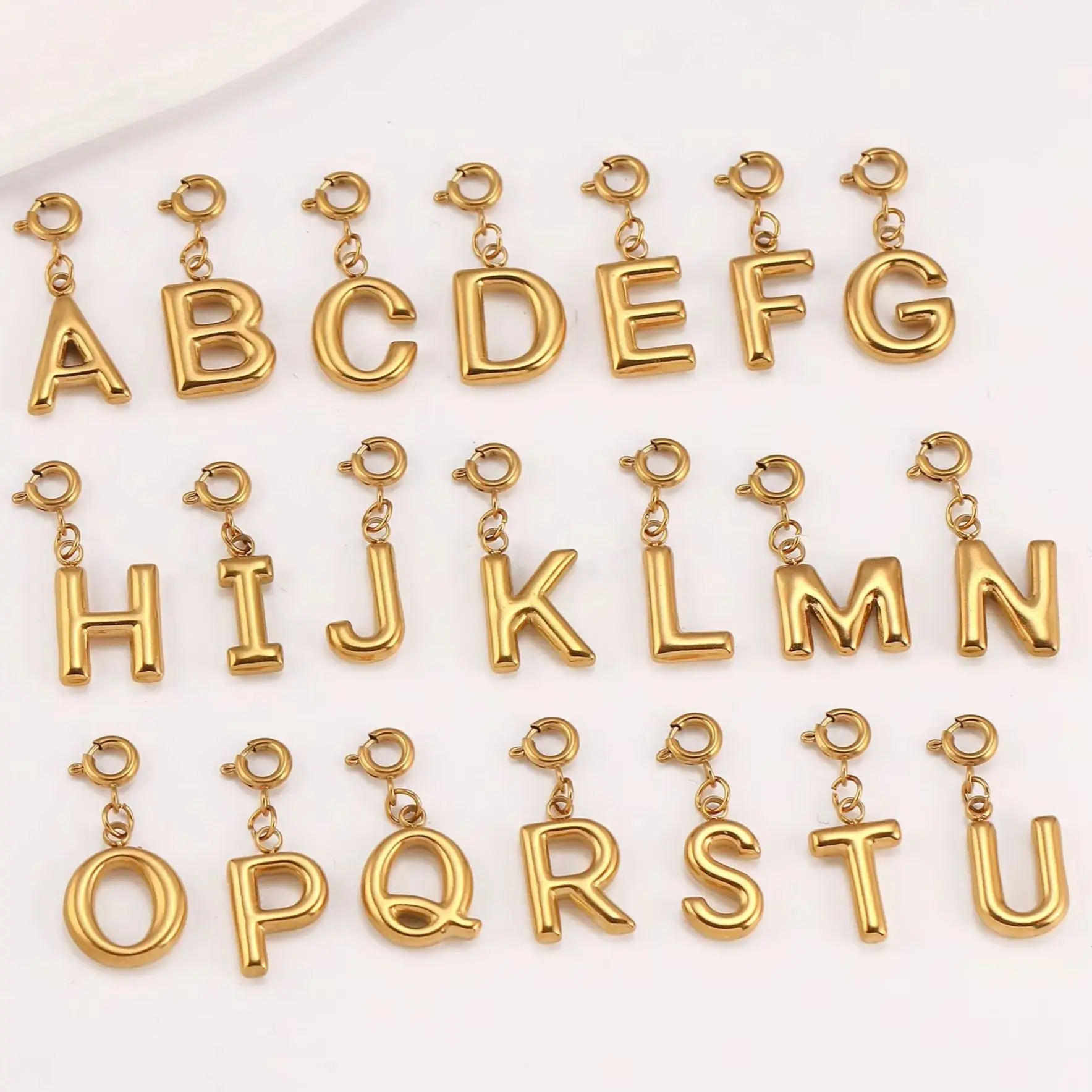 Stainless Steel Alphabet Letter Charms Handmade Earrings Necklace Dangle 18K Gold Color PVD Plated DIY Jewelry Making Findings