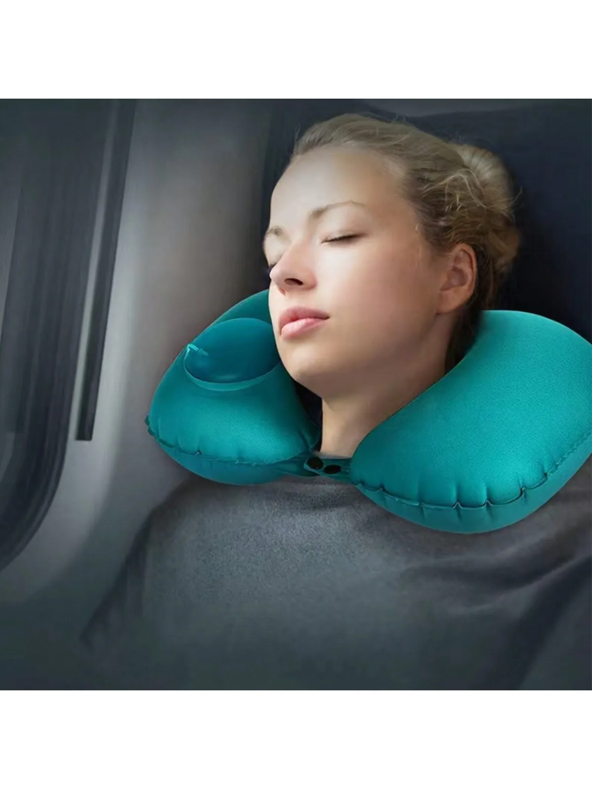 

Comfortable Inflatable Travel Pillow for Neck Support - Perfect for Airplane, Train, Car, and Office Use,Business Press-type Inf