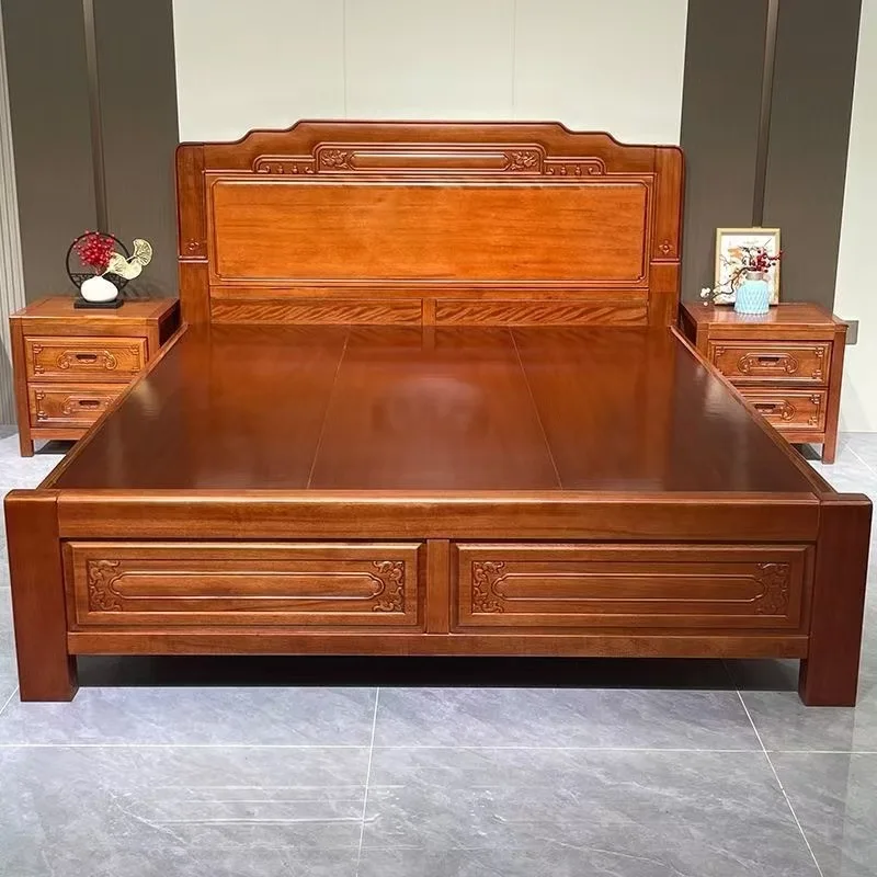 Lit double vintage élégant avec banquette intégrée, rangement et salon de chambre, style japonais, mobilier de chambre Cama De Casal