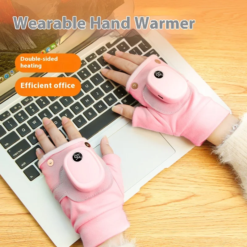 Type-C Rechargeable Heated Motorcycle Gloves Heating Gloves with Magnetic Button 3 Heat Levels Washable Design Winter Ski Gloves