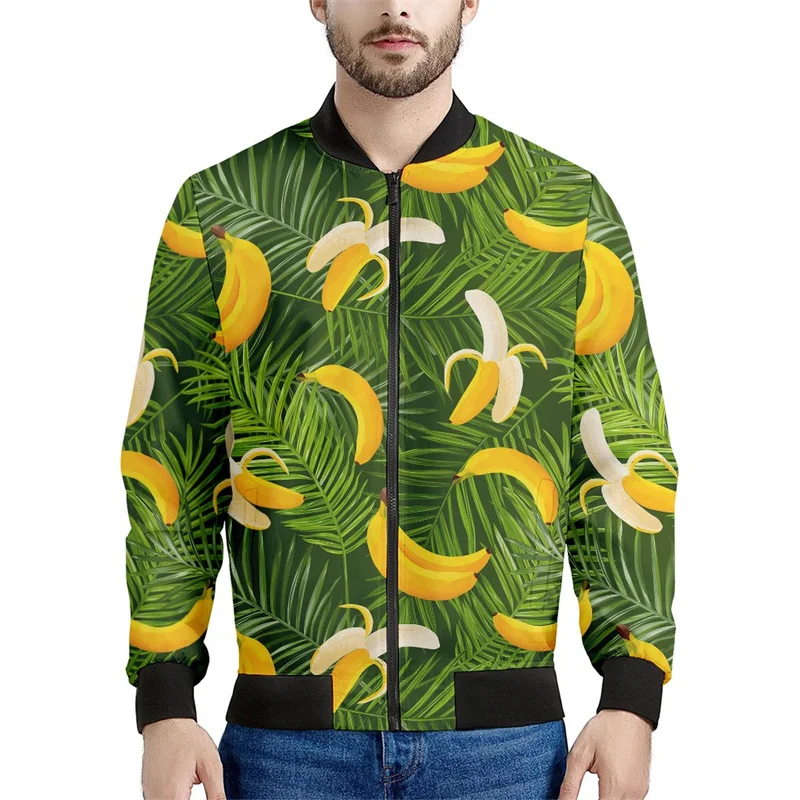 Fruit 3d Print Banana Zipper Jacket Men Tropical Colorful Fruit Sweatshirt Spring Autumn Street Jackets Women Long Sleeve Coats