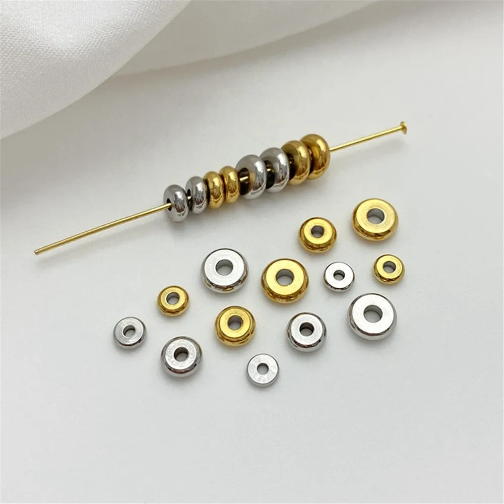 

Titanium Steel Stainless Steel Non-fading Flat Round Spacer Bead Handmade DIY Bracelet Necklace Jewelry Material Accessories