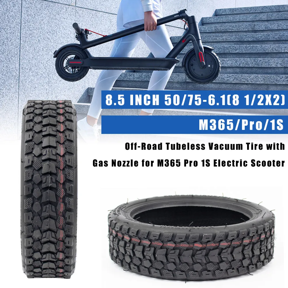 Tubeless Tyre for Xiaomi M365 Pro 1S Mi3 Electric Scooter 8 1/2x2 Non-Pneumatic Tires Rubber Off-Road Vacuum Wheel with Nozzle