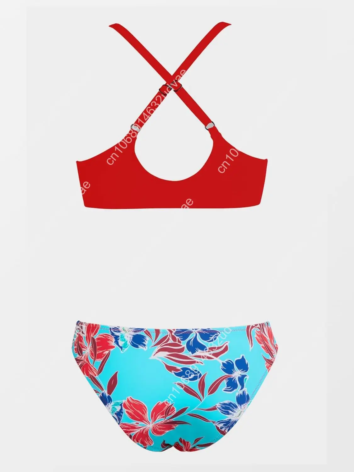 Women's Two Piece Bikini Set Floral Print Knot Bunny Tie