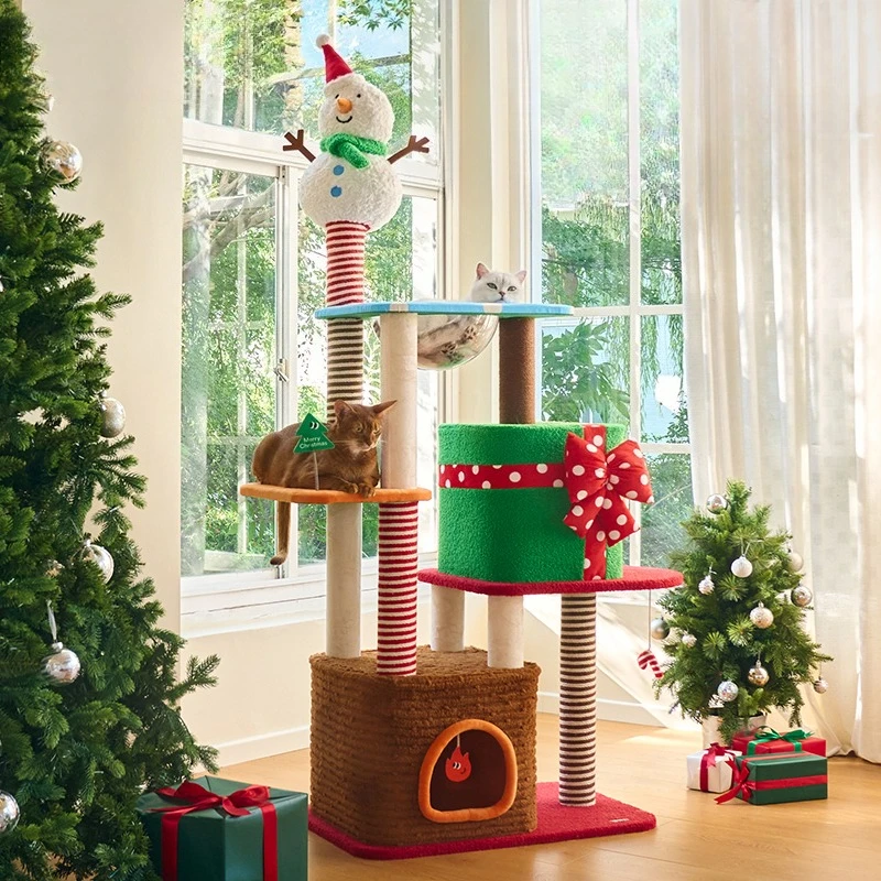 

Christmas courtesy cat climbing frame snowman integrated does not occupy a large viewing platform
