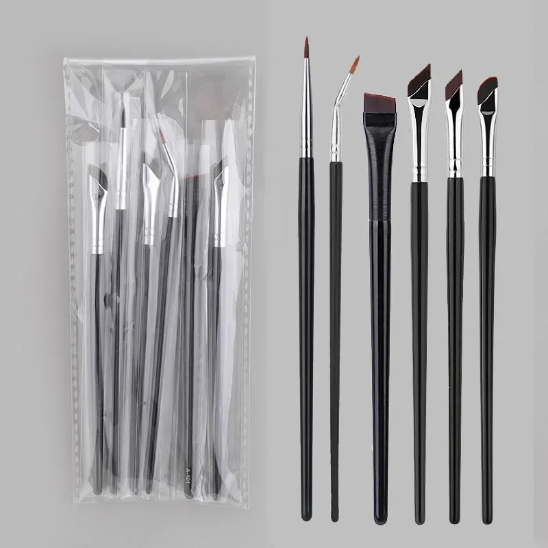 6 Stuks Eyeliner Borstel Sets Dunne Gel Eyeliner Make-Up Borstels Platte Top Eyeliner Concealer Borstel Eyeliner Gedetailleerde Make-Up Tools