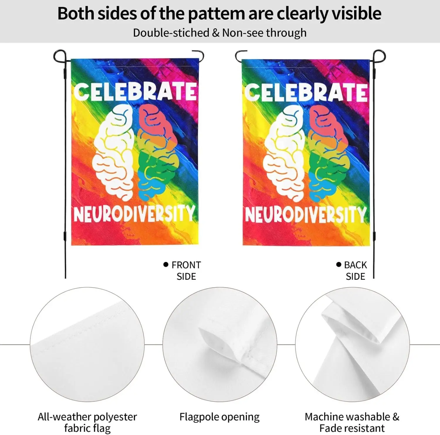 Celebrate Neurodiversity Autism Rainbow Flag Welcome Garden Flag Double Sided House Outdoor Indoor Decor Holiday Yard Flags