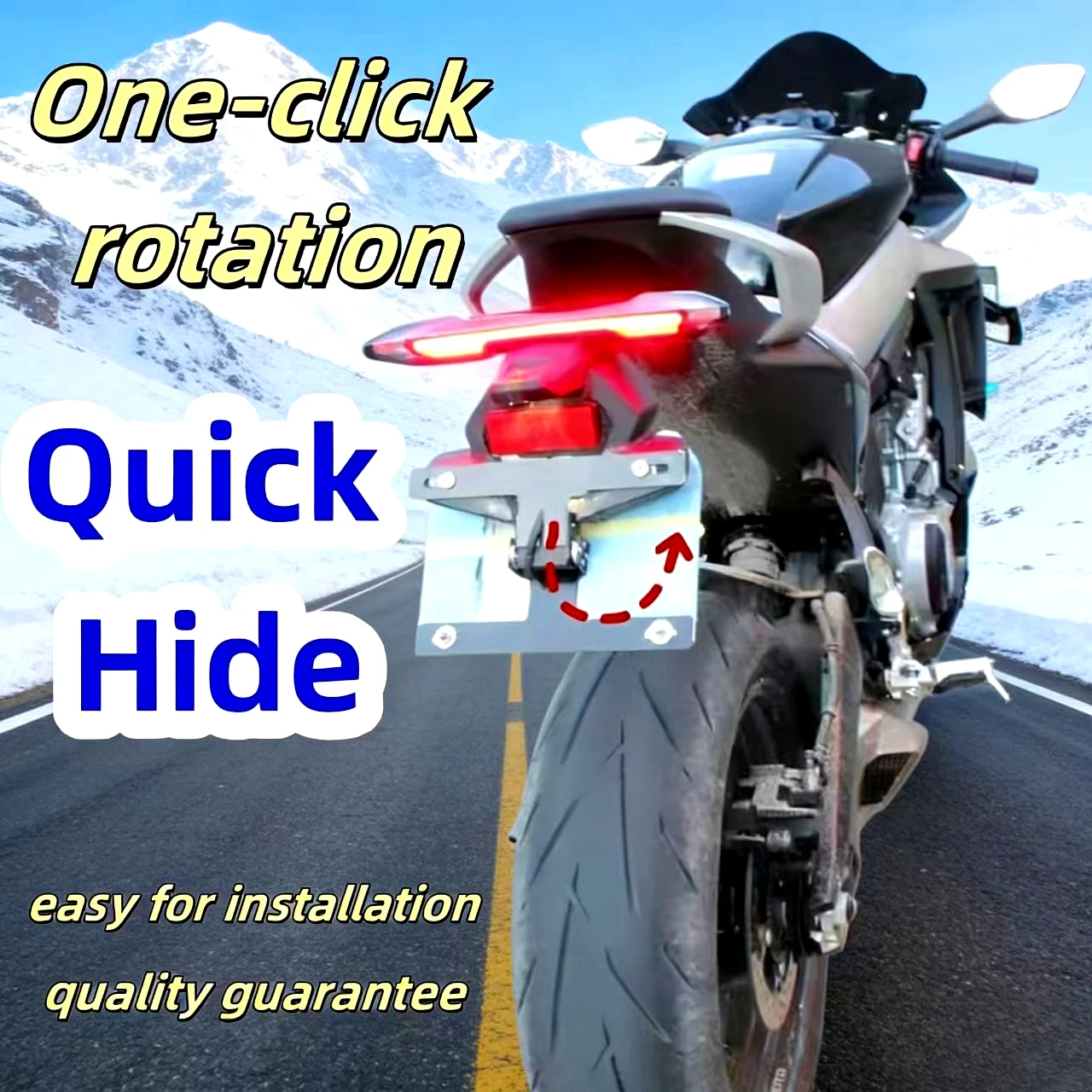 

Мотоциклетный номерной знак вращается свободно и может быть регулирован с помощью кнопочного переключателя, рамка управления, модный тренд.