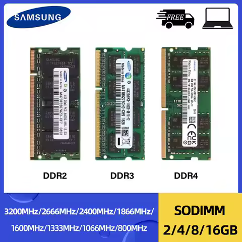 Samsung Laptop Memoria 16GB 8GB 4GB 2GB DDR2 667 800MHz DDR3 1600 1066 1333 1866MHz DDR4 3200 2133 2400 2666MHz Notebook RAM