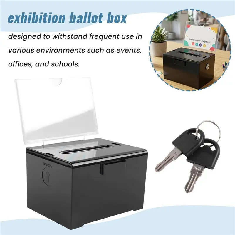 Donation Box With Lock - Acrylic Suggestion Box With Slot, Ballot Lock Box With Sign Holder For Raffle, Voting Limited Time Offe