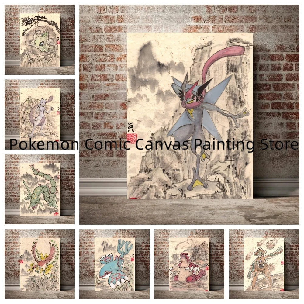 Japanese Pokemon Surrounding Wall Stickers and Posters for Bedroom Decoration High Quality Pictures Christmas Gift for Children