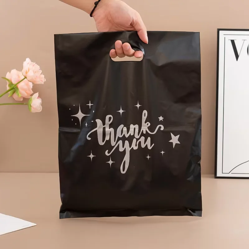 100Pcs Star Printed Thank You Gift Bags Wedding Birthday Guest Gift Wrap Plastic Shop Bags Small Business Candy Store Packaging view 4