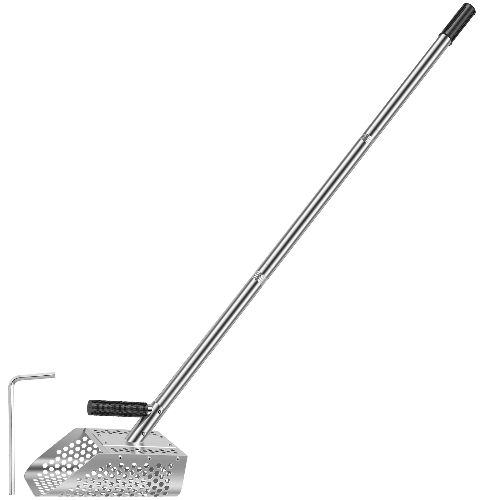 

53”Sand Scoop with Long Handle Metal Detection Tool Manual Sand Sifter Shovel Beach Shovel for Underwater Treasure Hunting