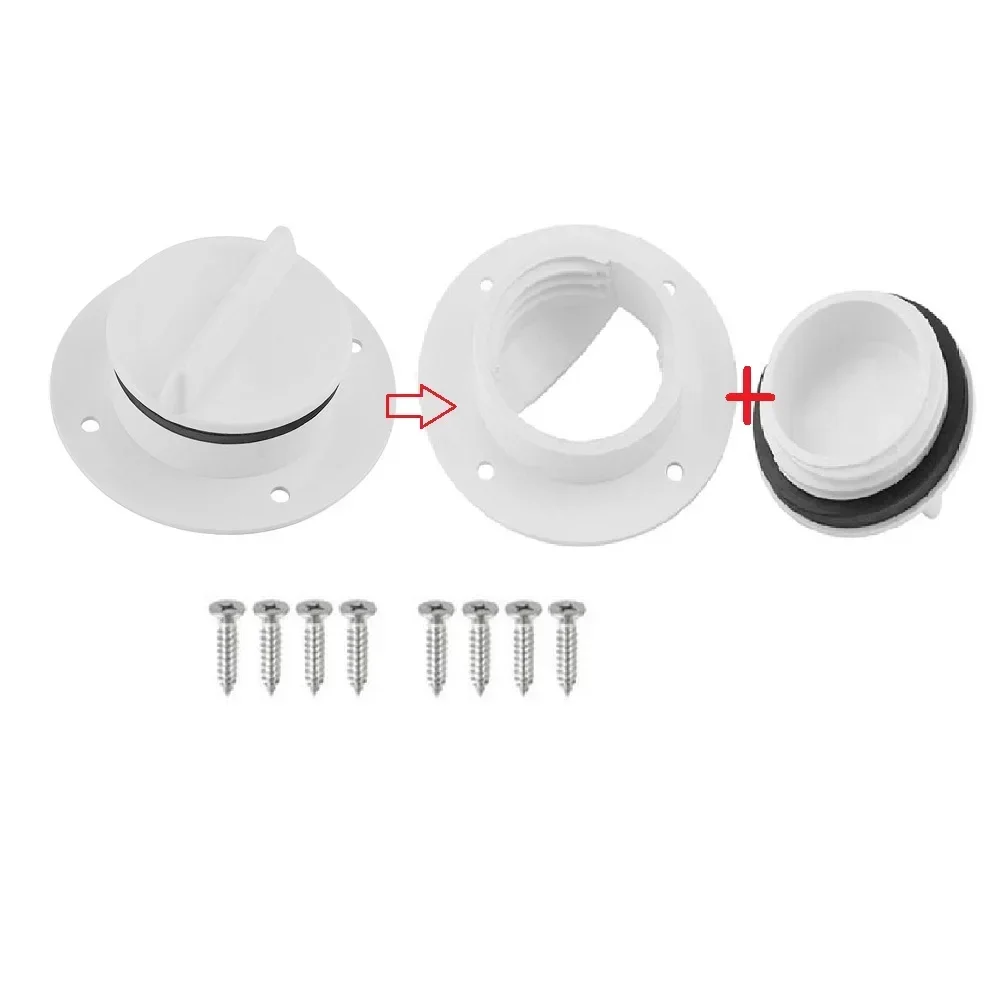 2 Pcs Universal White Nylon Marine Transom Deck Mount Sided Drain Scupper Valve Screw Cap Bung Stopper Replacement Yachts Boats