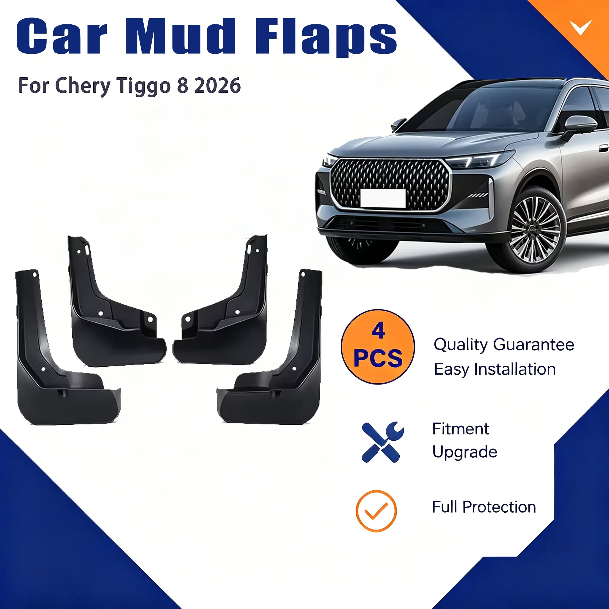 For Chery Tiggo 8 2026 4Pcs Mud Flaps Splash Guards Front Rear Wheel Fender Mudguards Car Exterior Protection