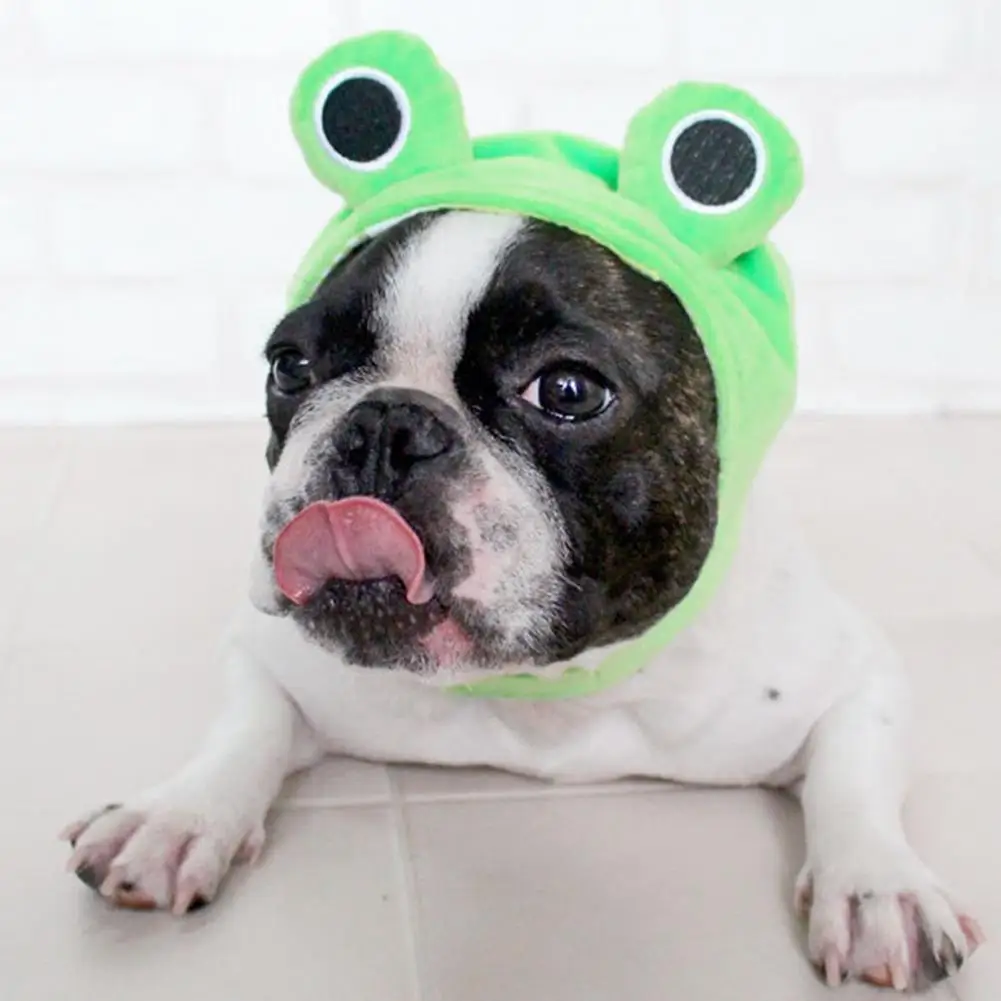 Pet Hat Plush Frog Pet Headgear Fastener Tape Fashion Accessory for Parties Photo Props Novelty Cosplay for Holiday for Winter