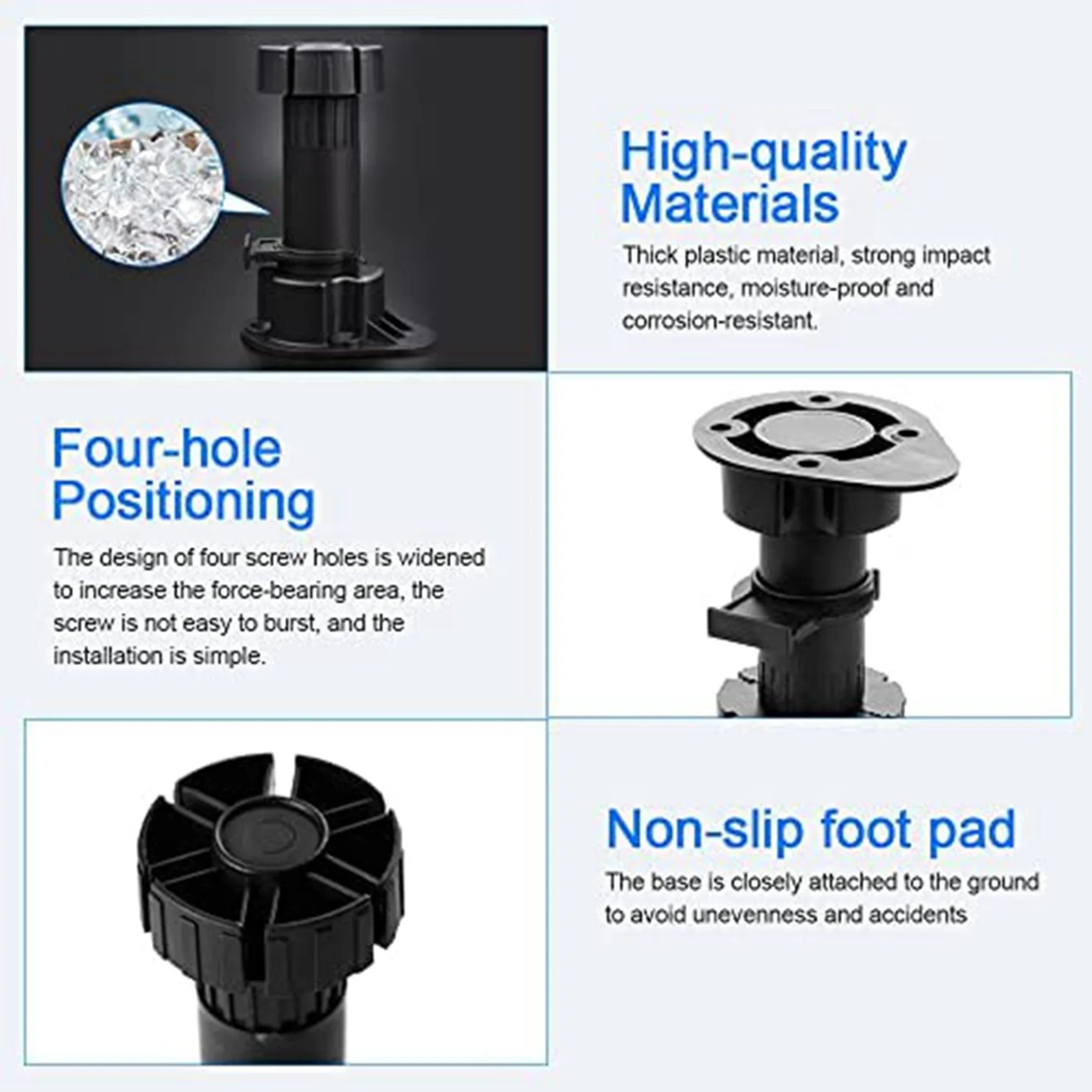 ABWR-40Pcs Furniture Feet Adjustable Cupboard Foot Leg Unit Cabinet Legs With Kick Board Clips For Kitchen Bathroom Cabinet