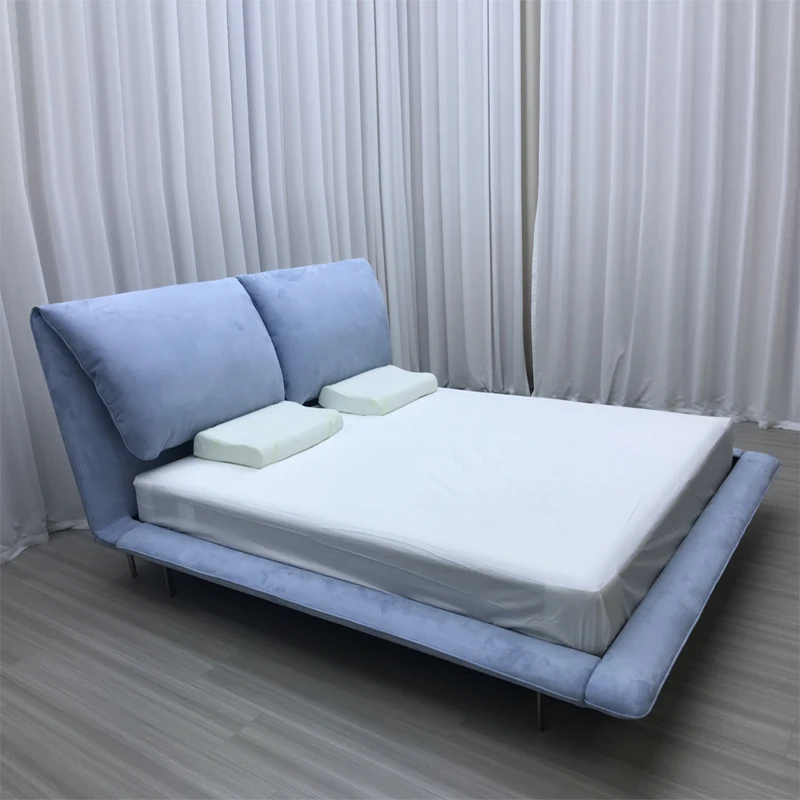 

Wholesale Modern Hotel Bedroom Furniture Upholstered Fancy Fabric King Size Solid Wood Bed