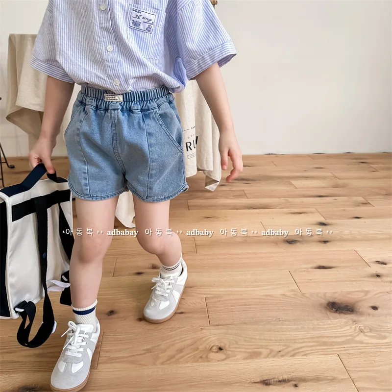 Summer Kids Girls Denim Shorts Casual Pants Korean Style Boys Jeans Shorts 1-7Years Children's Loose Short Pants