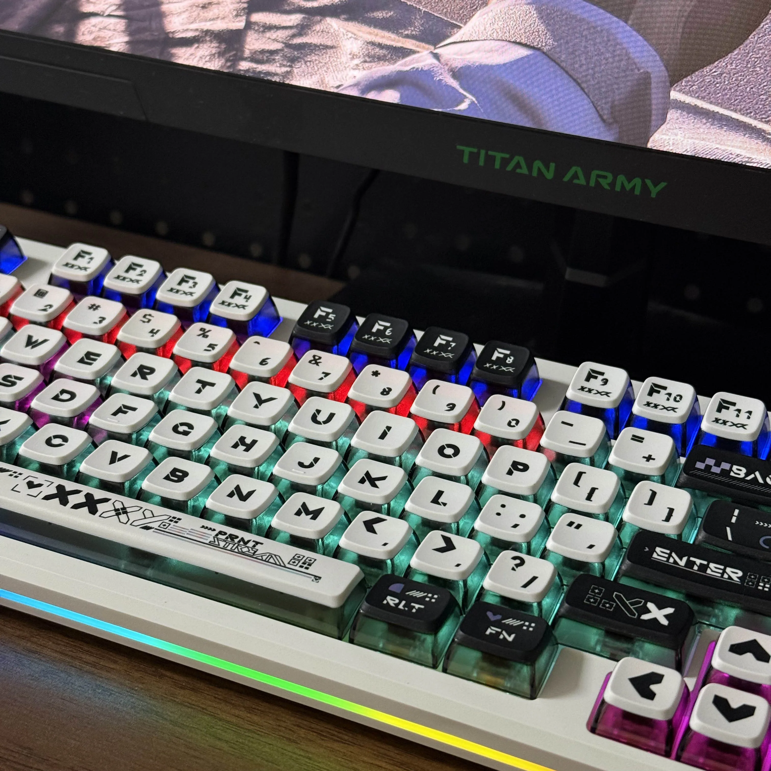 Pudding Keycaps PBT 4-side Translucent Style Light Pollution Key Caps Set for 60% 75% TKL 96% 100% MX Mechanical Keyboards