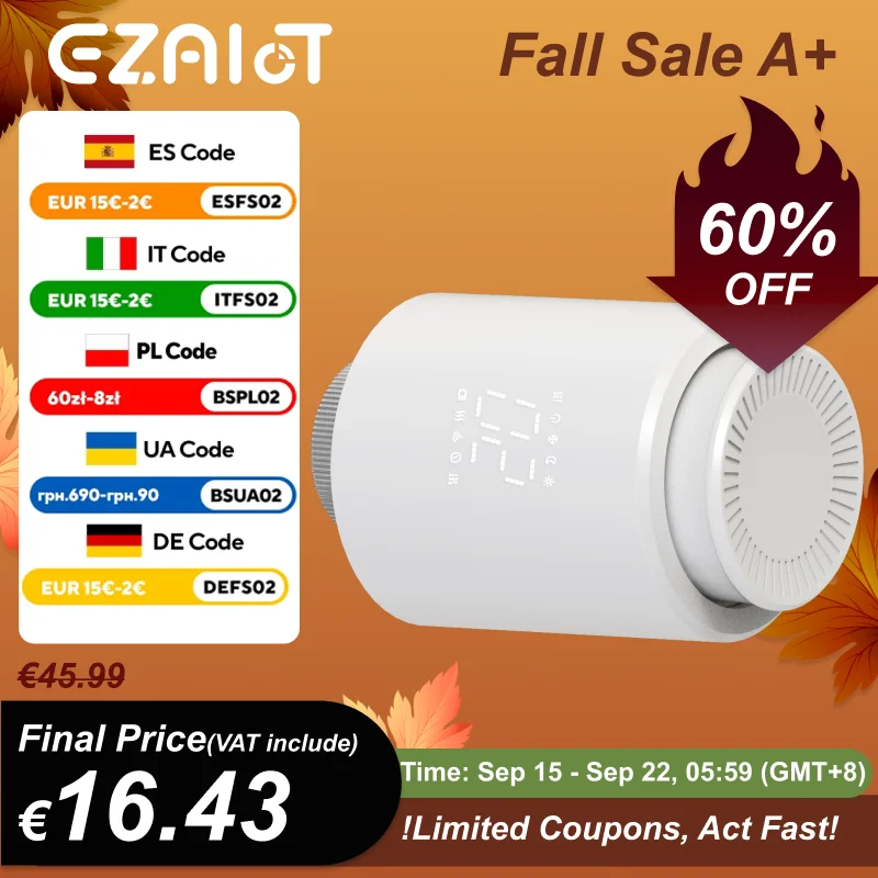 

EZAIOT Smart Tuya ZigBee/Wi-Fi привод радиатора TRV программируемое термостатическое приложение удаленный регулятор температуры Alexa Google