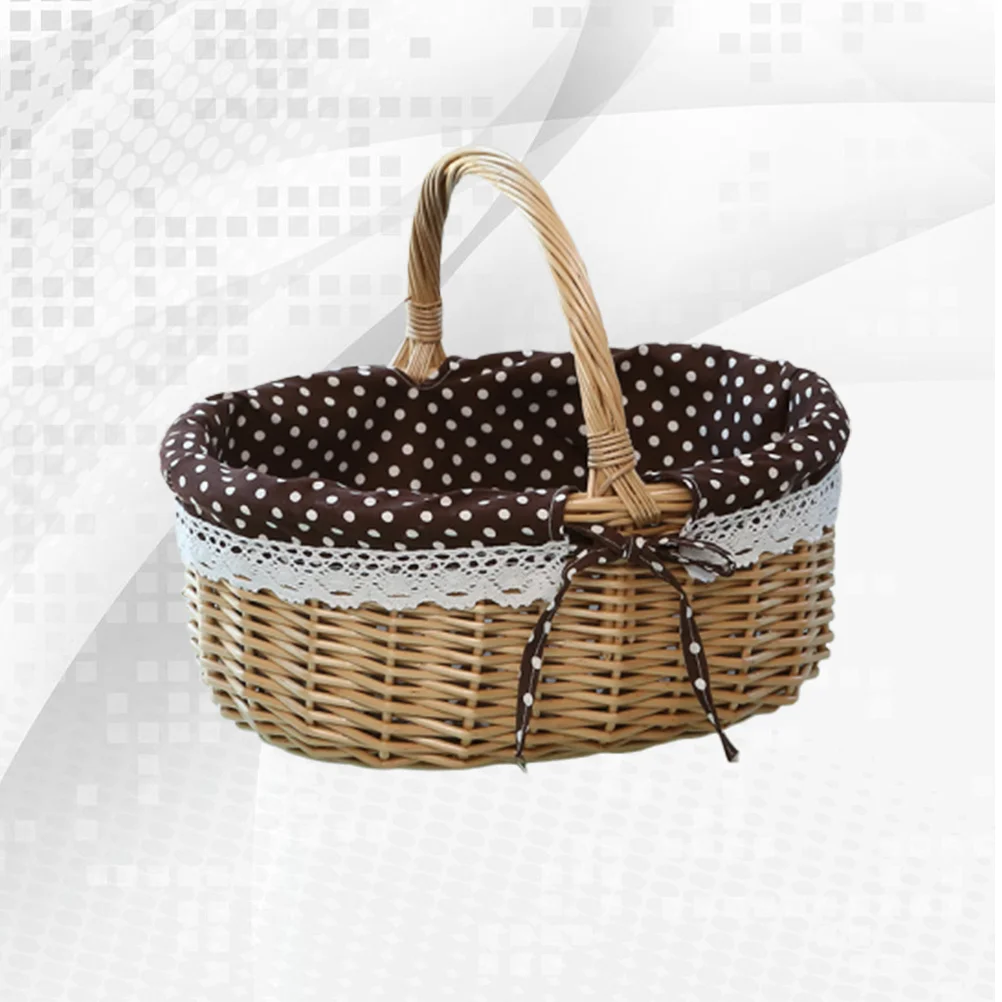 

Towel Basket Rattan Organizer Bins Large with Lid Baskets Lids Storage Picnic Bag Food Bread Container Fruit