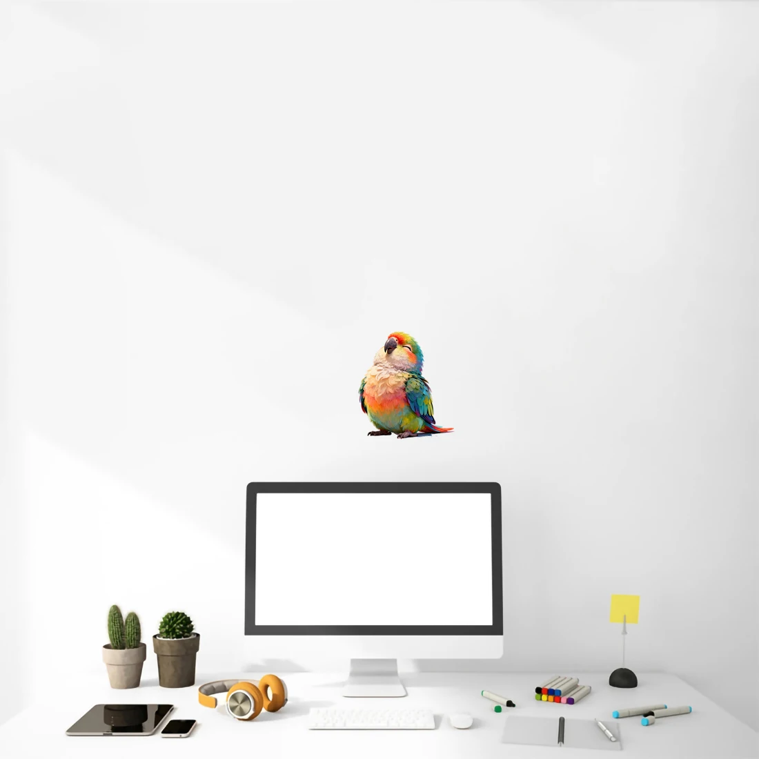 Three Ratels CD251 Cartoon colored parrot wall stickers for home decoration  door decals car body stickers