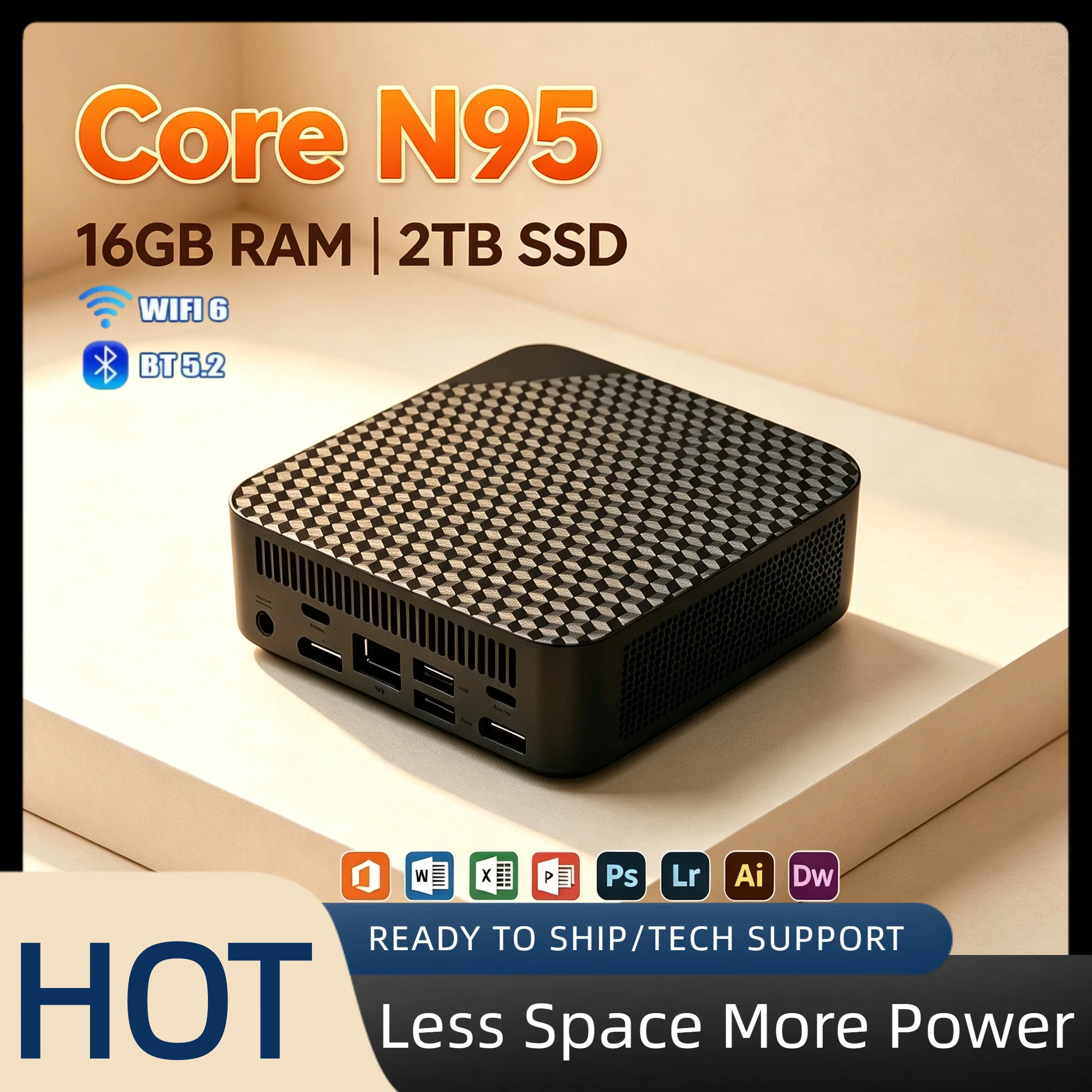Intel N95 Micro Mini Computer 16GB RAM 512GB NVMe SSD Triple 4K Video WiFi6 BT 5.2 Silent Home Office Pro Max Fast Desktop