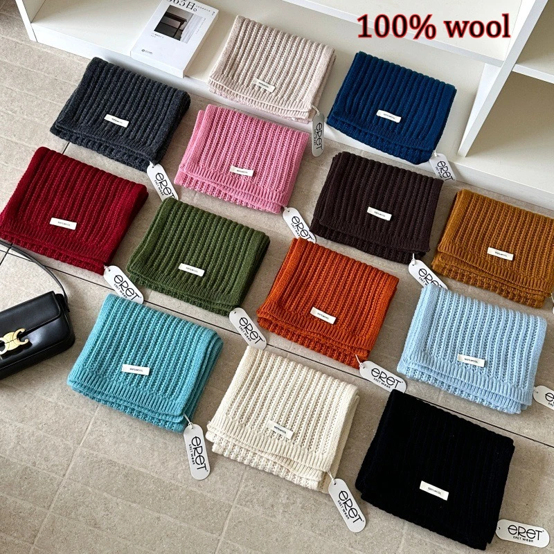 

Чистый цвет, минималистичный стиль, шарф из 100% шерсти, осень и зима 2021, корейский стиль, атмосфера, велосипедный теплый ветрозащитный шерстяной шарф