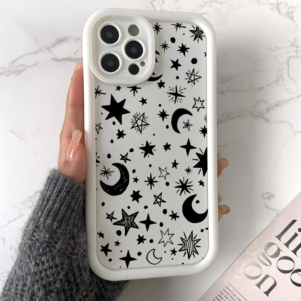 Stars Moon Phone Case for Vivo Y50 Y36 35 Y28 Y21 Y20 Y17 Y15s V30e V29 V25 V23 V23e Soft TPU Ladder Lens Protection Cover