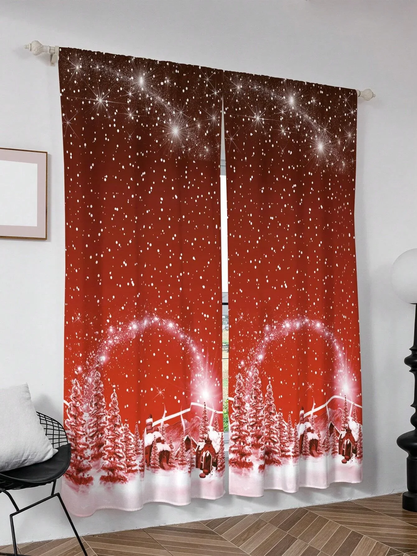 Christmas Snowman Curtains for Living Room Girls Bedroom Blinds for Kitchen Windows Long Cortinas Ready-made Treatment