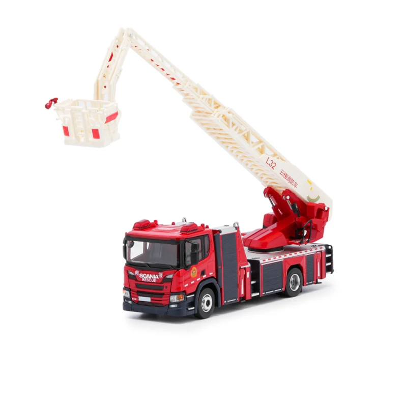 Diecast original escala 1:64 escada motor de bombeiros l32 liga modelo simulação decoração hobbies lembranças coleção exibição estática