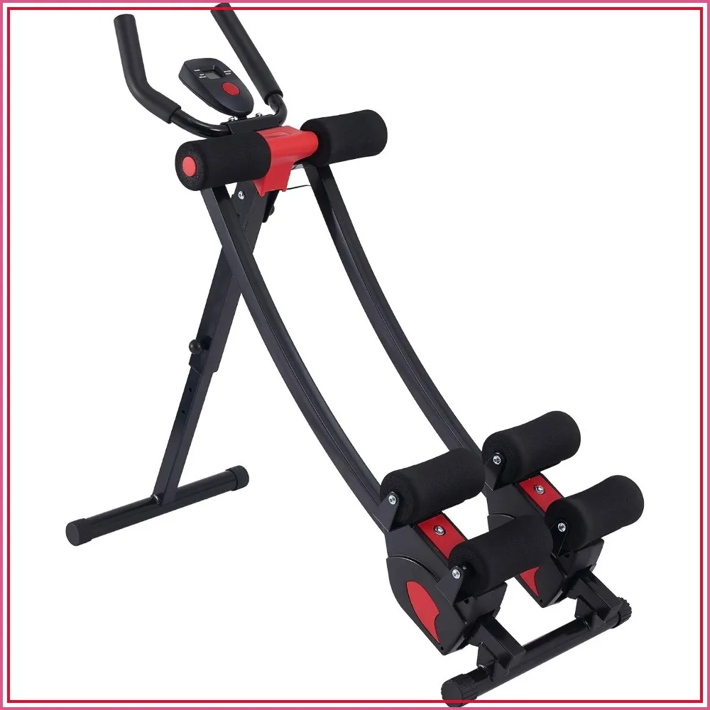 

Ab Machine for Home Gym, Core Strength Trainer with 4 Intensities, Foldable Ab Crunch Coaster with Digital Display
